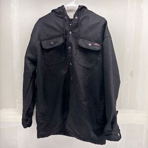 Dickies Men's Snap Hooded Jacket Size XL Black Work Wear Coat
